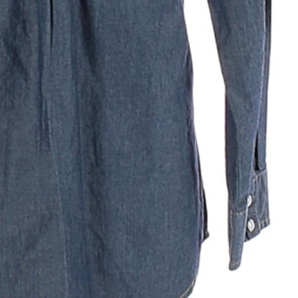 Izod L blue chambray long sleeve snap front shirt - Picture 12 of 16